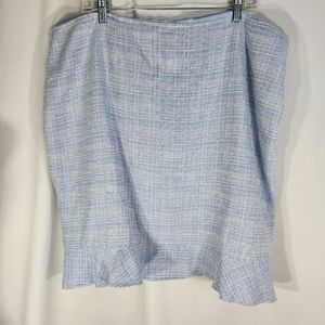 apostrophe Blue And White Tweed Tulip Ruffle Hem Skirt Plus Size 22W
